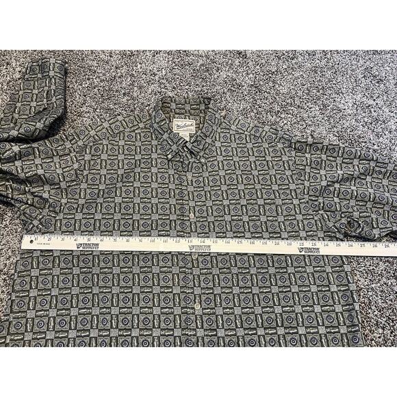 Woolrich Men's XL Brown Cotton Fish PrintLong Sleeve Button Down Shirt - Picture 7 of 9
